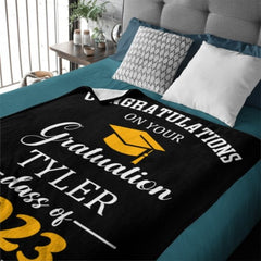 Congratulations on graduating Personalized Blanket - Custom Color - Graduation Gift - ARNOVIC