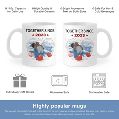 Couple Spouse Custom Photo Personalized White Mug - Together Since Stone Heart - OLESA