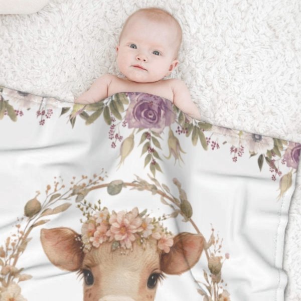 Cow Personalized Blanket - Gift for Baby - ARNOVIC