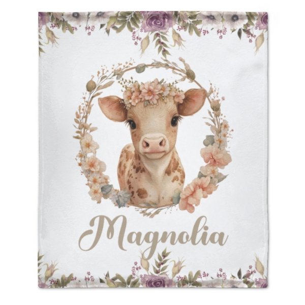 Cow Personalized Blanket - Gift for Baby - ARNOVIC