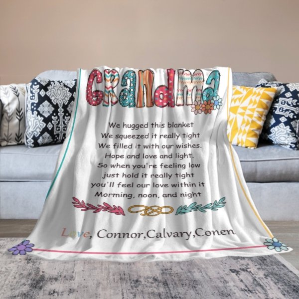 Custom kids name Blanket Birthday - Mother's day Gift for Nana - ARNOVIC