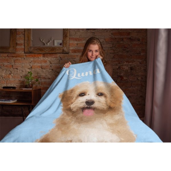 Custom Pet Blanket Using Pet Photo + Name Custom Pet Blanket - Gift for Pet Lover - ARNOVIC