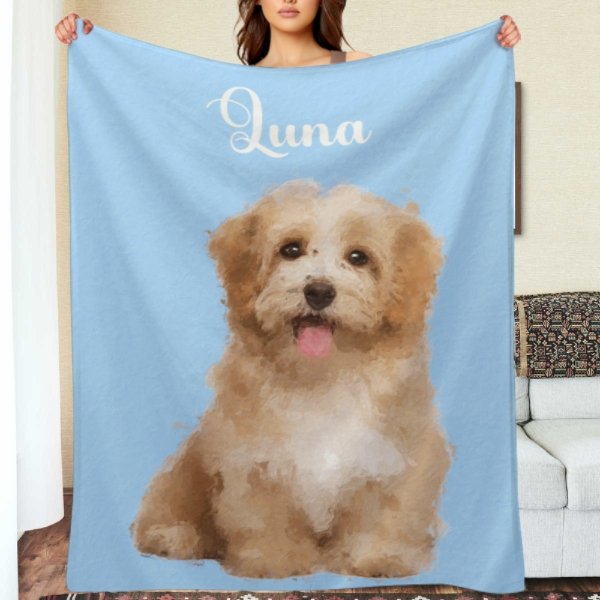 Custom Pet Blanket Using Pet Photo + Name Custom Pet Blanket - Gift for Pet Lover - ARNOVIC