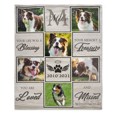 Custom Photo Dog Memorial Blanket - Pet Sympathy Gift - OLESA