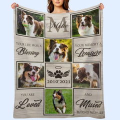 Custom Photo Dog Memorial Blanket - Pet Sympathy Gift - OLESA