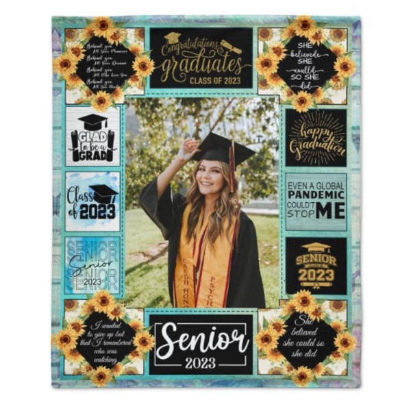 Custom Photo Graduation Blanket - Class of 2023 Gift - ARNOVIC