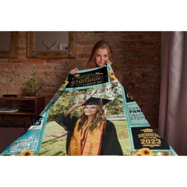 Custom Photo Graduation Blanket - Class of 2023 Gift - ARNOVIC