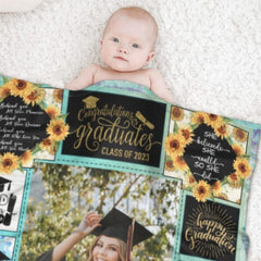 Custom Photo Graduation Blanket - Class of 2023 Gift - ARNOVIC