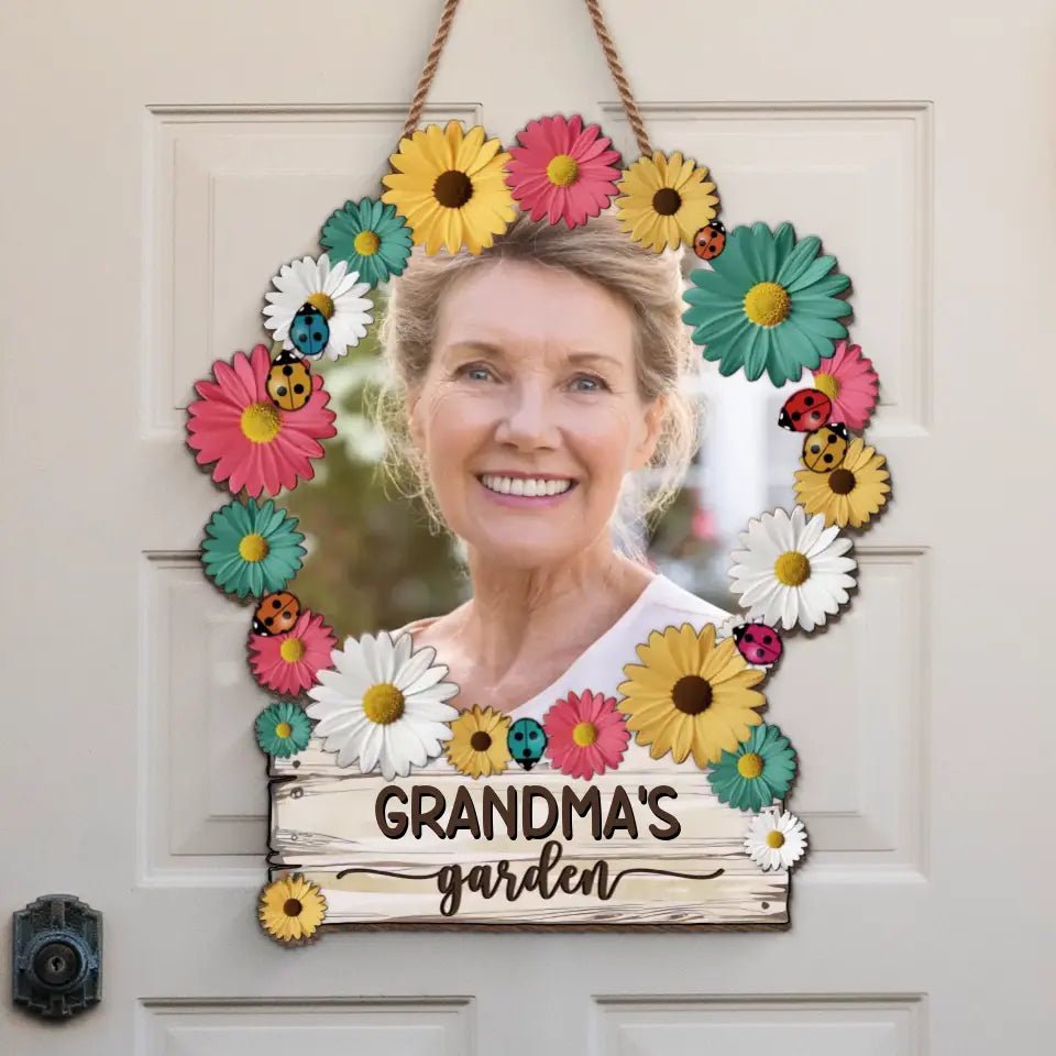 Custom Photo Grandma's Garden - Family Personalized Custom Shaped Home Decor Sign - House Warming Gift For Mom, Grandma - OLESA