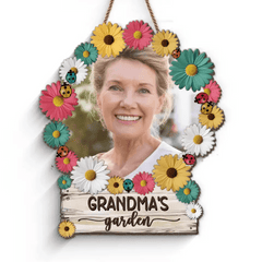 Custom Photo Grandma's Garden - Family Personalized Custom Shaped Home Decor Sign - House Warming Gift For Mom, Grandma - OLESA