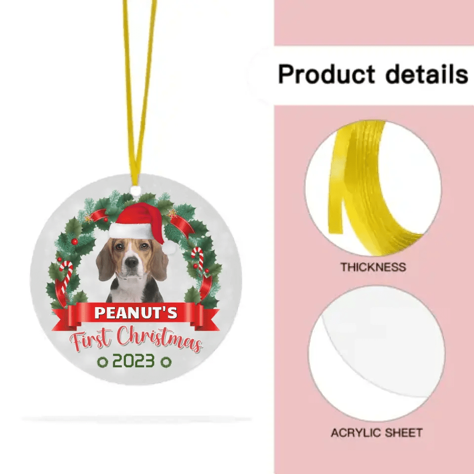 Custom Photo Pawsitively Excited For The First Christmas - Dog & Cat Personalized Custom Ornament - OLESA