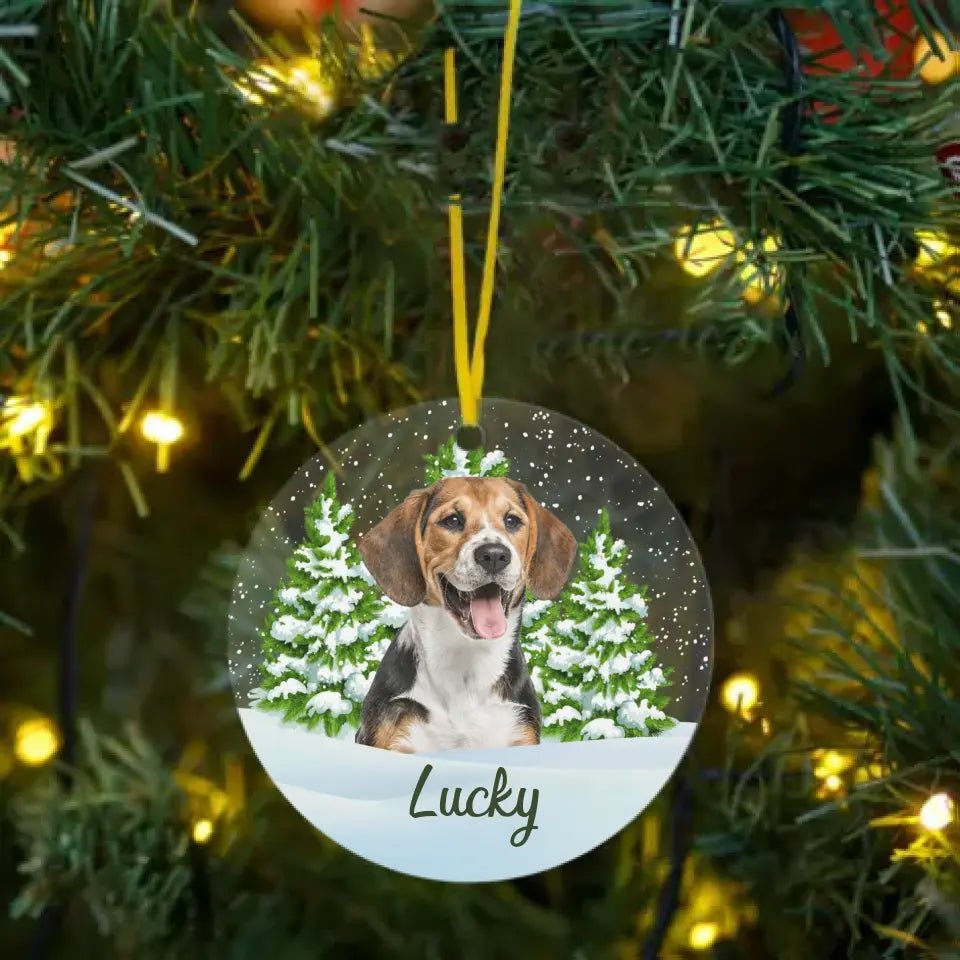 Custom Photo Pet Face Personalized Circle Acrylic Ornament - Christmas Gift For Pet Lovers, Pet Memorial - OLESA
