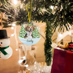 Custom Photo Pet Face Personalized Circle Acrylic Ornament - Christmas Gift For Pet Lovers, Pet Memorial - OLESA