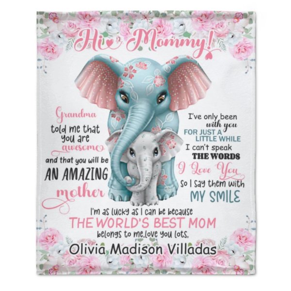 Cute Elephant Custom Blanket-Gift for Mom - ARNOVIC