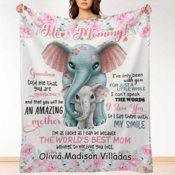 Cute Elephant Custom Blanket-Gift for Mom - ARNOVIC