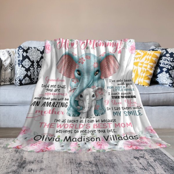 Cute Elephant Custom Blanket-Gift for Mom - ARNOVIC