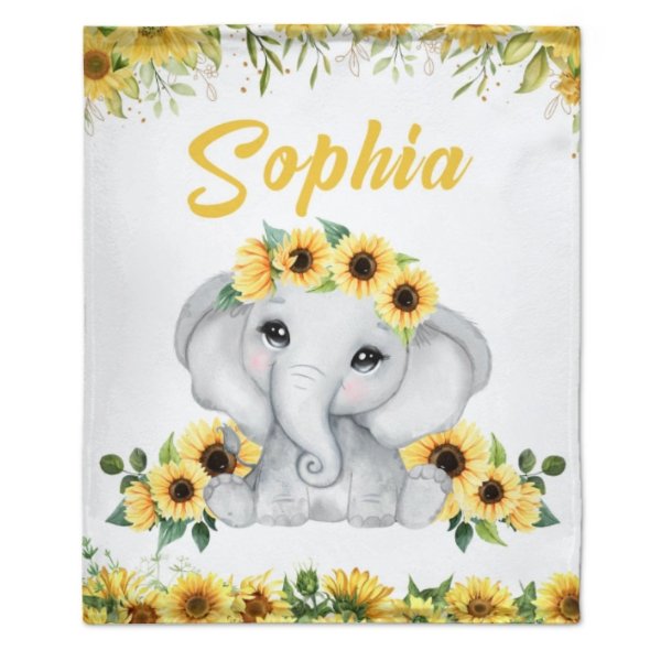 Cute Elephant Custom Name Blanket-Gift for Baby - ARNOVIC