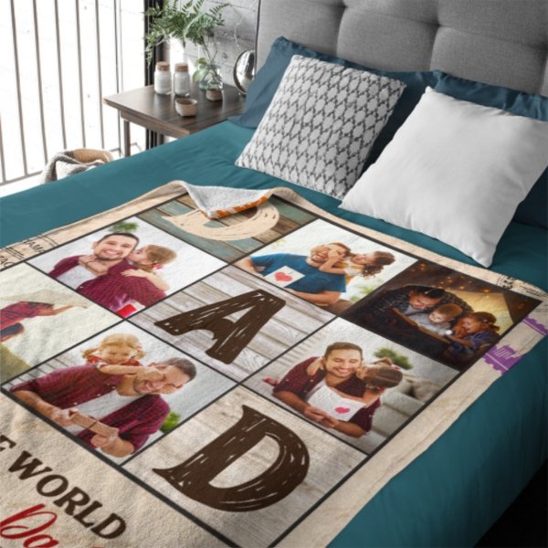 Dad Is The World - Personalized Blanket - Gift For Dad - From Son, Daughter, Wife - OLESA