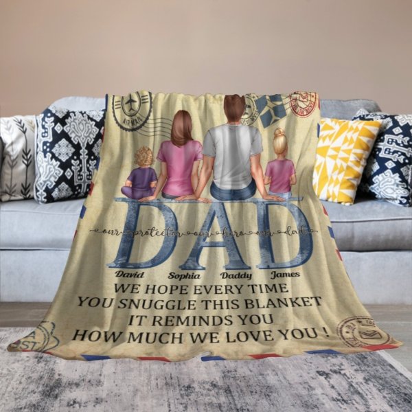 Dad - This Blanket Reminds How Much We Love You - Personalized Blanket - Birthday, Father's Day Gift For Dad, Father, Grandpa, Husband - OLESA