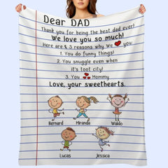 Dear Dad We Love You So Much - Personalized Blanket - Birthday Father's Day Gift For Daddy, Dad, Step Dad - Gift From Kids, Wife - OLESA