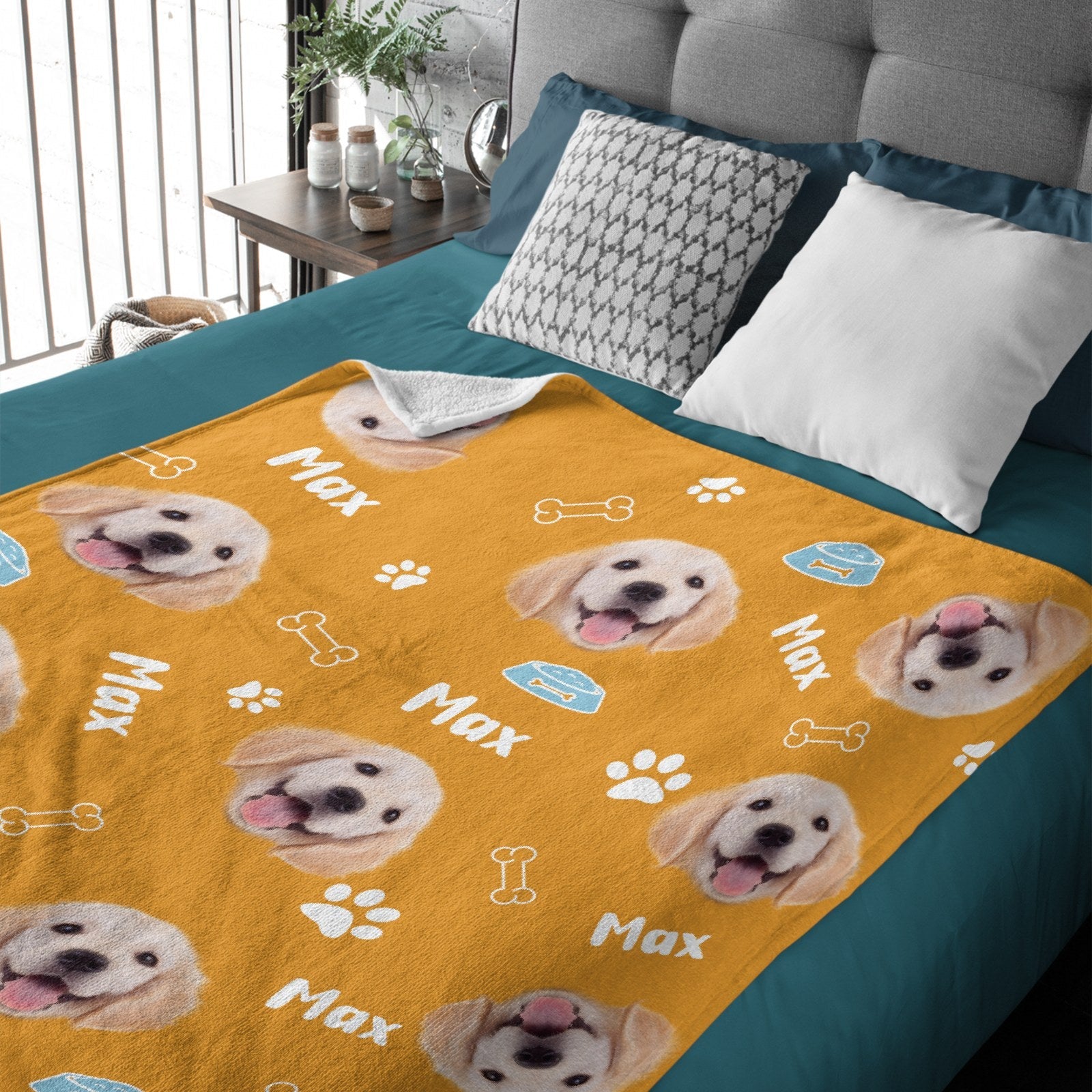 Dog Pattern - Personalized Custom Fleece Blanket - OLESA