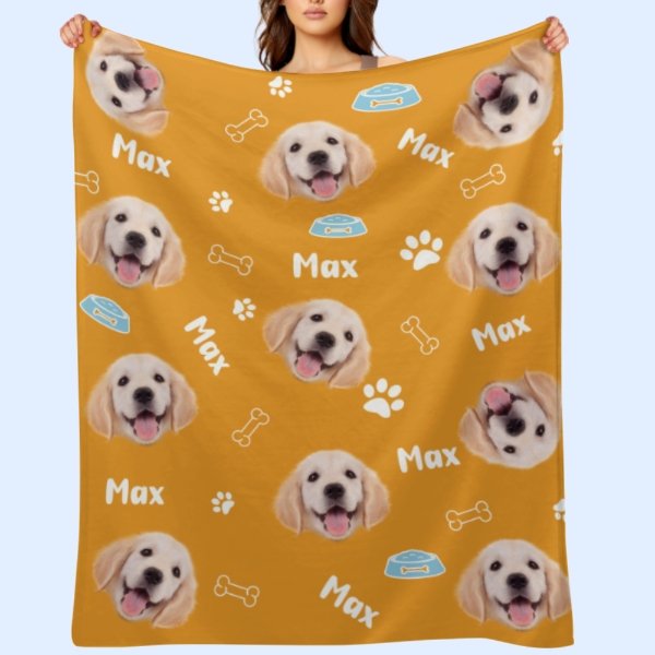 Dog Pattern - Personalized Custom Fleece Blanket - OLESA