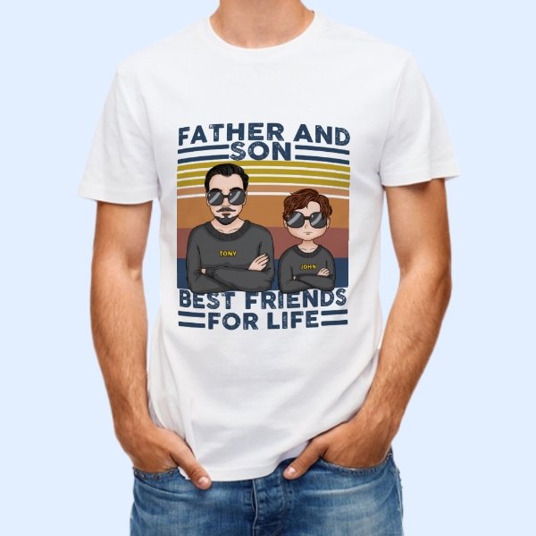 Father And Son And Daughter Best Friends For Life - Personalized Shirt - Father's Day Gift For Dad, Father, Grandpa - OLESA