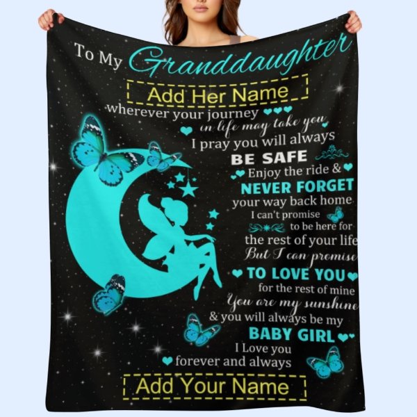 Free Shipping✈️Custom Grandma Grandpa Blanket for My Granddaughter - Birthday Gift - OLESA