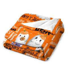 Free Shipping✈️Halloween Cute Ghost Name Custom Blanket - Halloween Gifts - OLESA