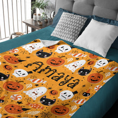 Free Shipping✈️Halloween Name Personalized Custom Blanket - Halloween Gifts - OLESA
