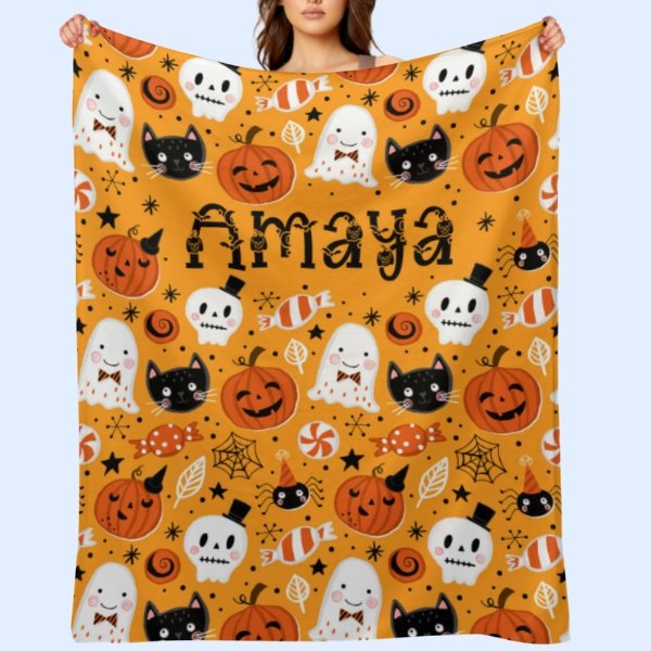 Free Shipping✈️Halloween Name Personalized Custom Blanket - Halloween Gifts - OLESA