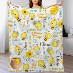 Free Shipping✈️Personalized Honey Bee Name Blanket - OLESA