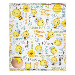 Free Shipping✈️Personalized Honey Bee Name Blanket - OLESA