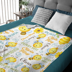 Free Shipping✈️Personalized Honey Bee Name Blanket - OLESA