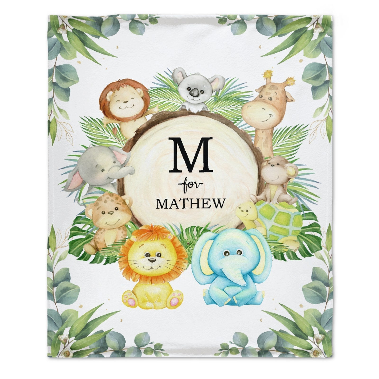 Free Shipping✈️Personalized Woodland Animals Baby Name Blanket - OLESA