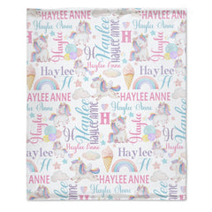 Free Shipping✈️Rainbow Unicorn Name Custom Blanket - OLESA