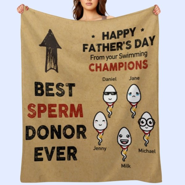 From Your Swimming Champions Happy Father's Day - Gift For Dad, Gift For Father's Day - Personalized Blanket - OLESA