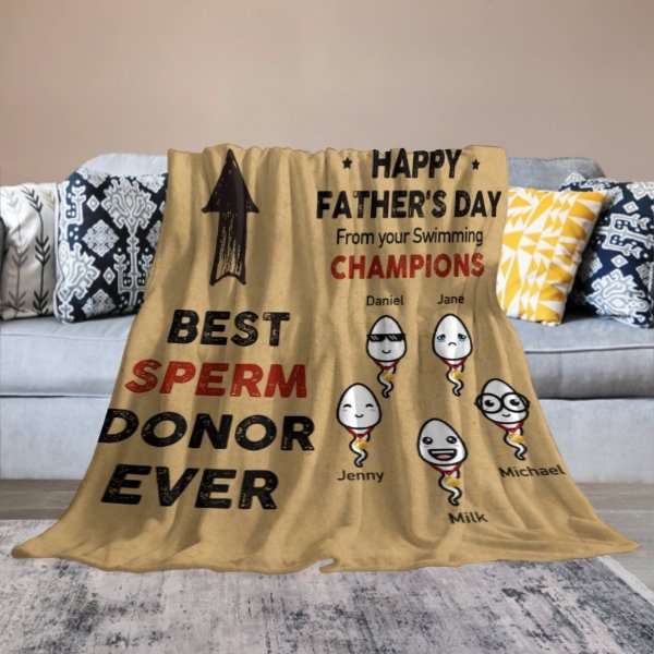 From Your Swimming Champions Happy Father's Day - Gift For Dad, Gift For Father's Day - Personalized Blanket - OLESA