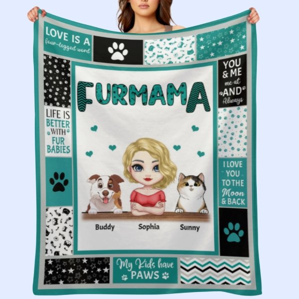 Fur Mama - Personalized Blanket - Birthday, Loving, Funny Gift For Dog Mom, Cat Mom, Pet Owner - OLESA