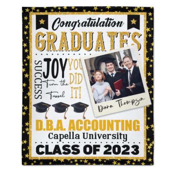 Graduate Congratulation - Personalized Blanket - Graduation, Birthday, Loving Gift For Seniors, Graduate Students, Daughters & Sons - OLESA