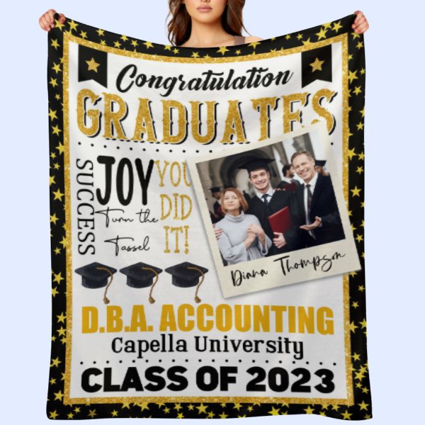 Graduate Congratulation - Personalized Blanket - Graduation, Birthday, Loving Gift For Seniors, Graduate Students, Daughters & Sons - OLESA