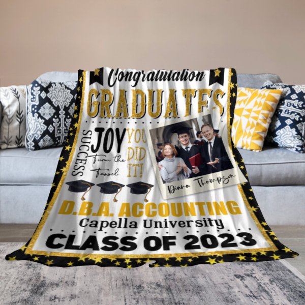 Graduate Congratulation - Personalized Blanket - Graduation, Birthday, Loving Gift For Seniors, Graduate Students, Daughters & Sons - OLESA