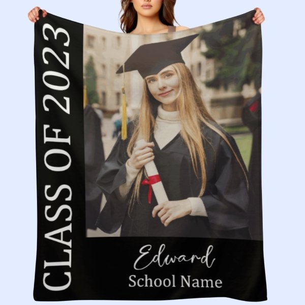 Graduation Blanket 2023 Custom Photo and Name Congratulations Graduation Gift - OLESA