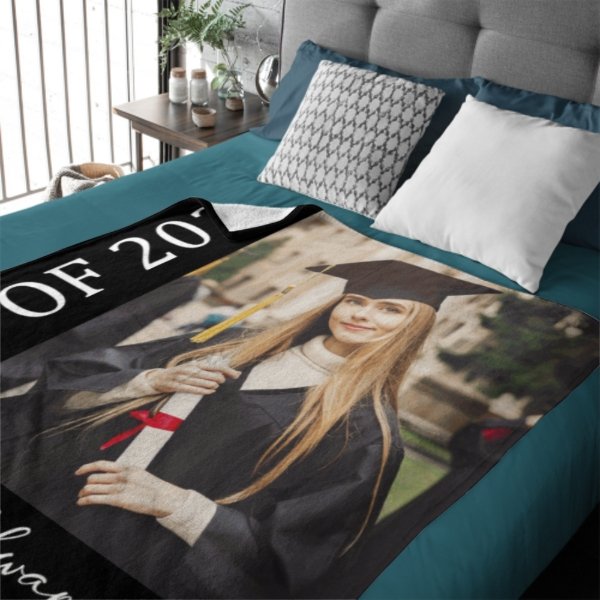 Graduation Blanket 2023 Custom Photo and Name Congratulations Graduation Gift - OLESA