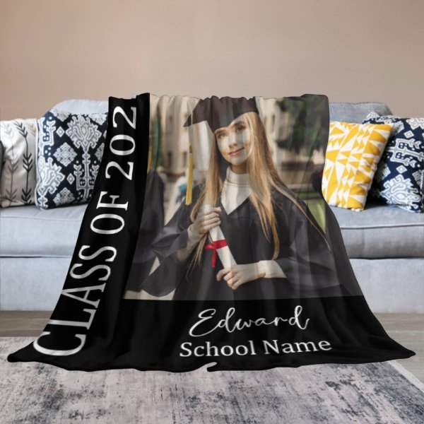 Graduation Blanket 2023 Custom Photo and Name Congratulations Graduation Gift - OLESA