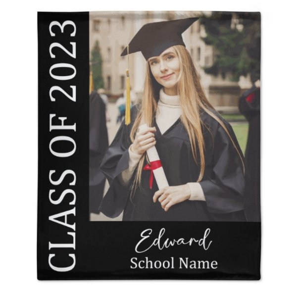 Graduation Blanket 2023 Custom Photo and Name Congratulations Graduation Gift - OLESA