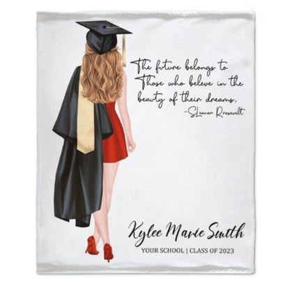 Graduation Personalized Custom Name Girl Blanket Class of 2023 - Graduation Memorial Gift - ARNOVIC