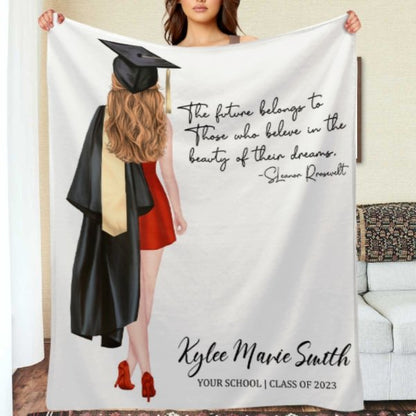 Graduation Personalized Custom Name Girl Blanket Class of 2023 - Graduation Memorial Gift - ARNOVIC