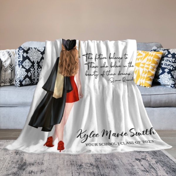 Graduation Personalized Custom Name Girl Blanket Class of 2023 - Graduation Memorial Gift - ARNOVIC