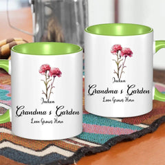 Grandma's Garden Birth Flowers - Personalized Accent Mug Gift For Grandma, Mommy - OLESA